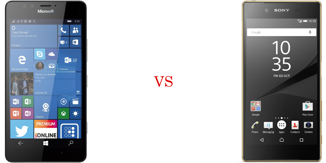 Microsoft Lumia 950 versus Sony Xperia Z5 1
